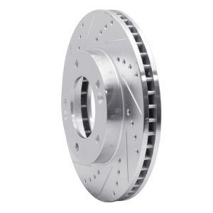 Kia Sorento Brake Rotor (1) - Front Left - R1 Concepts - Drilled & Slotted - Silver - `03-`06